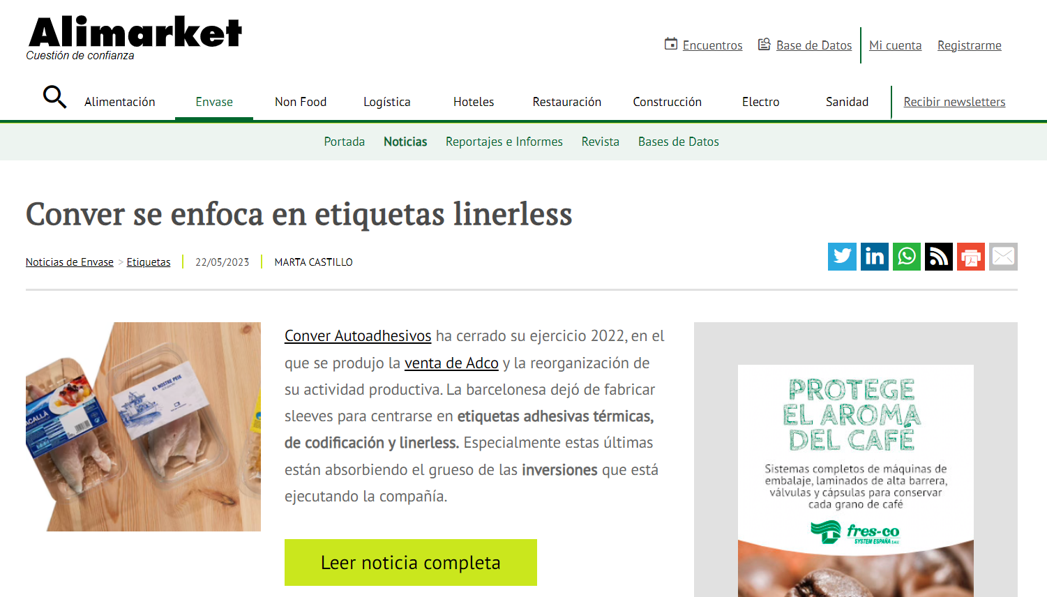Conver abandera la expansión de las etiquetas Linerless en España