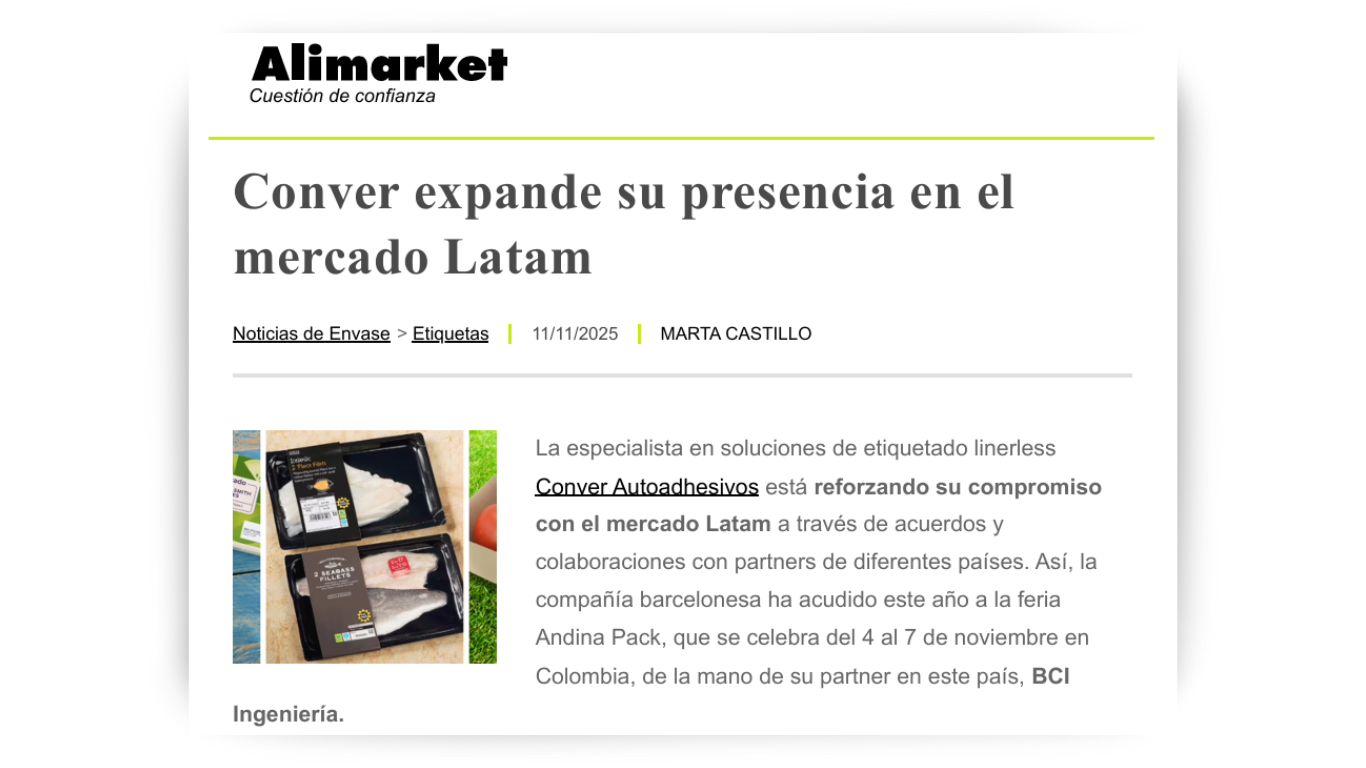 Alimarket recoge nuestra consolidación en España y nuestra mirada en Latinoamérica.